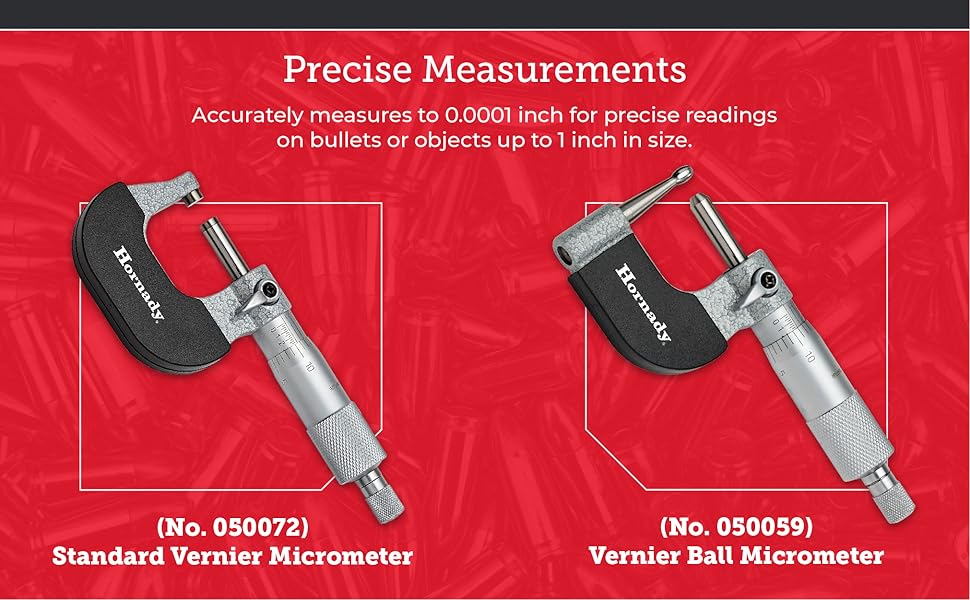 Hornady Vernier Ball Micrometer 050059 Reloading Equipment for Measuring Case Neck
