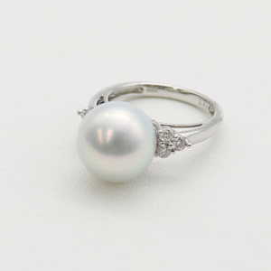 南洋白蝶真珠 約12ミリ大珠 パールリング フリーサイズ シルバー925 美品 南洋白蝶真珠パールリング【指輪】 12mm ホワイトカラー