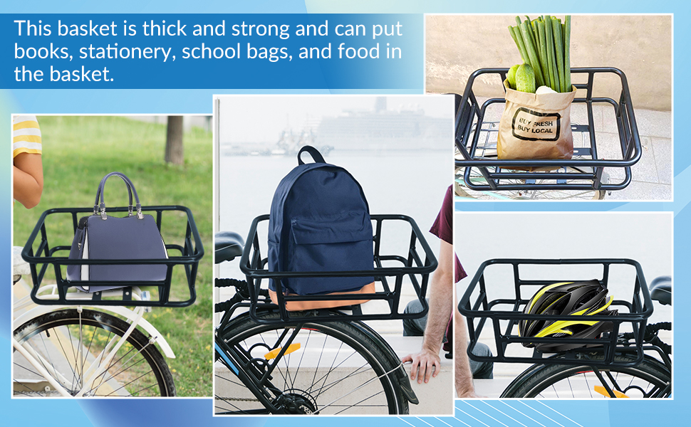 UGPLM Bike Rear Basket, Rear Bicycle Basket Luggage Rack, Bike Rear