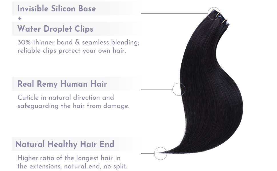 Maxfull Jet Black Seamless Clip In Remy Human Hair
