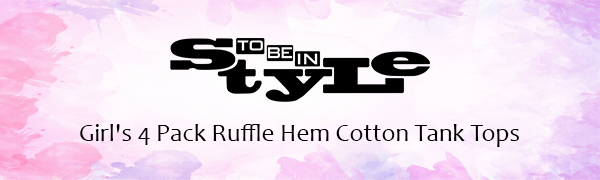 ToBeInStyle Girl's 4 Pack Ruffle Hem Cotton Tank Tops