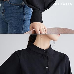 ブラウス シャツ ゆったり ボリューム 長袖 ハイネック ボタン きれいめ 大人 上品 トップス 秋 冬 通勤 通学 黒 くろ バルーン 袖 スリーブ 大きい おおきい 二の腕 カバー カラー 白