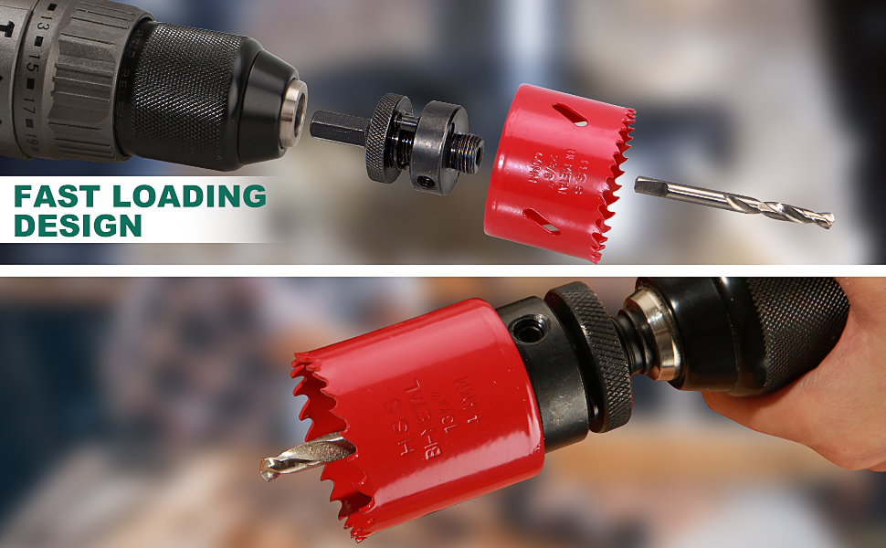 BiMetal Hole Saw Kit, HYCHIKA 17 Pcs High Speed Steel 3/4" to 21/2