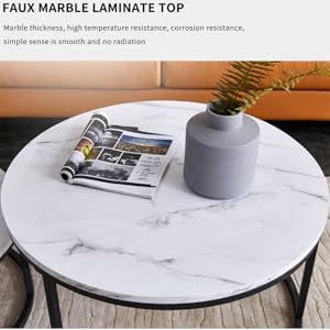 Set Of 2 Coffee Tables, Round, Low, Large Model: 80 X 80 X 45 Cm And Small Model: 60 X 60 X 33 Cm (L X W X H), Black 11 Nesting table.