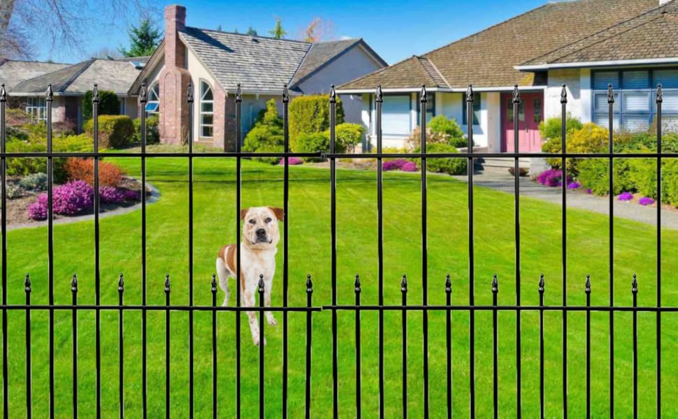 Black Steel Decorative Garden Fence Panels, Metal Fence