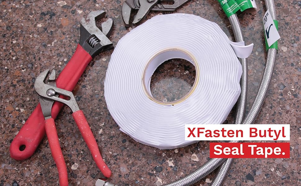 XFasten Butyl Seal Tape, White, 1/8Inch x 3/4Inch x 30Foot, Leak Proof Putty Tape for RV