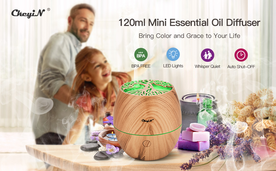Amazon Com Ckeyin 1ml Small Essential Oil Diffusers Portable Aromatherapy Diffuser With Cool Mist And 7 Colour Changing Led Lights Waterless Auto Off Ultrasonic Humidifier Home Kitchen