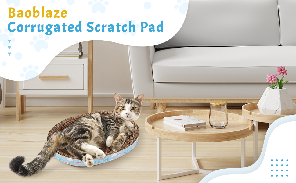 Baoblaze Scratch Pad for Cats Oval Corrugated Cat Scratcher Scratching
