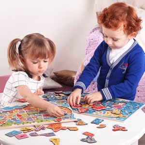Kids Boys Girls 2 3 4 5 Years toy Age toddler old Large Wooden toys usa world map Puzzles Toddlers