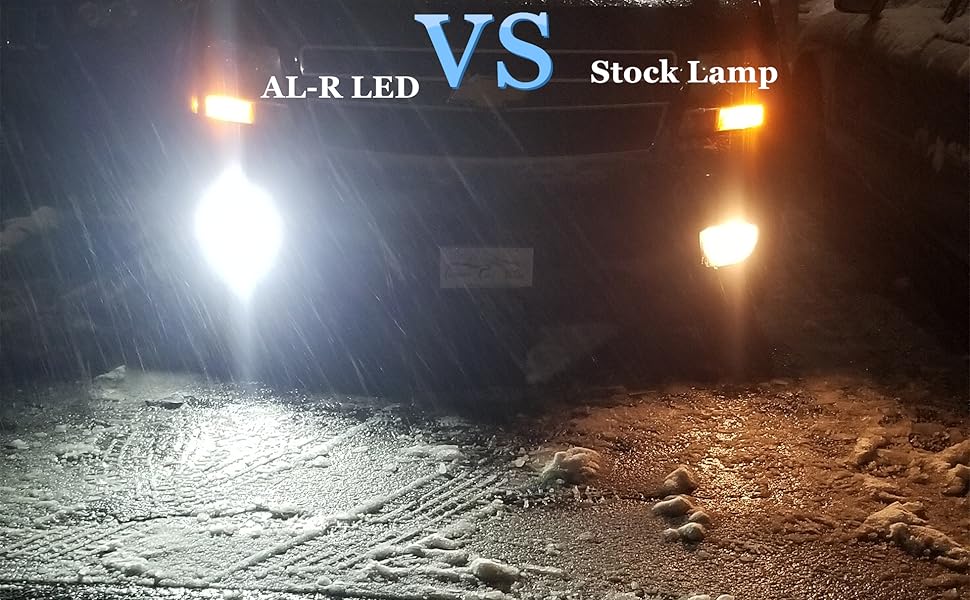 Alla Lighting AL-R H10 9145 9140 White LED Fog Light Bulb VS Halogen Lamp