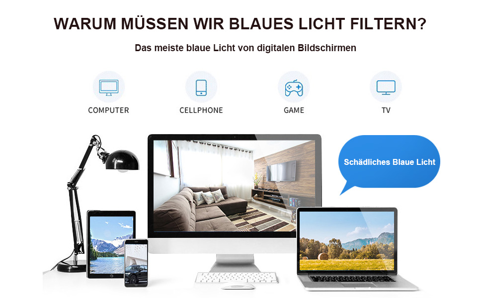 Das meiste blaue Licht von digitalen Bildschirmen
