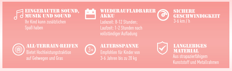 Elektro-Motorrad Kindermotorrad Elektrofahrzeug 3 bis 6 Jahre 3–6 km/h MP3