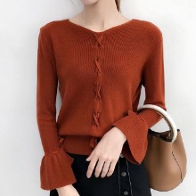 カッコいいレディース服 カッコいい服レディース カットソー キレイ目トップス コアラージュ ニット セーター レディス デザイン袖 セーターレディ セーター袖かわいい ナチュラル ベーシック 紫