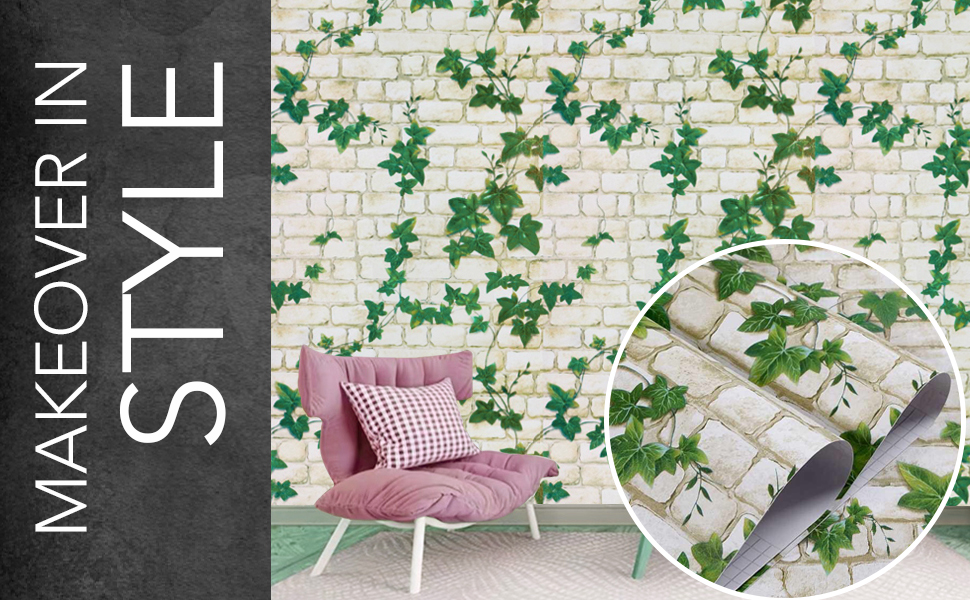 3D Brick and vine, wall stickers wallpaper for wall, self adhesive, decals
