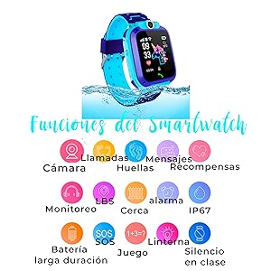 Koopete.Smartwatch niños.Regalo de Mochila.Reloj Inteligente niños ...