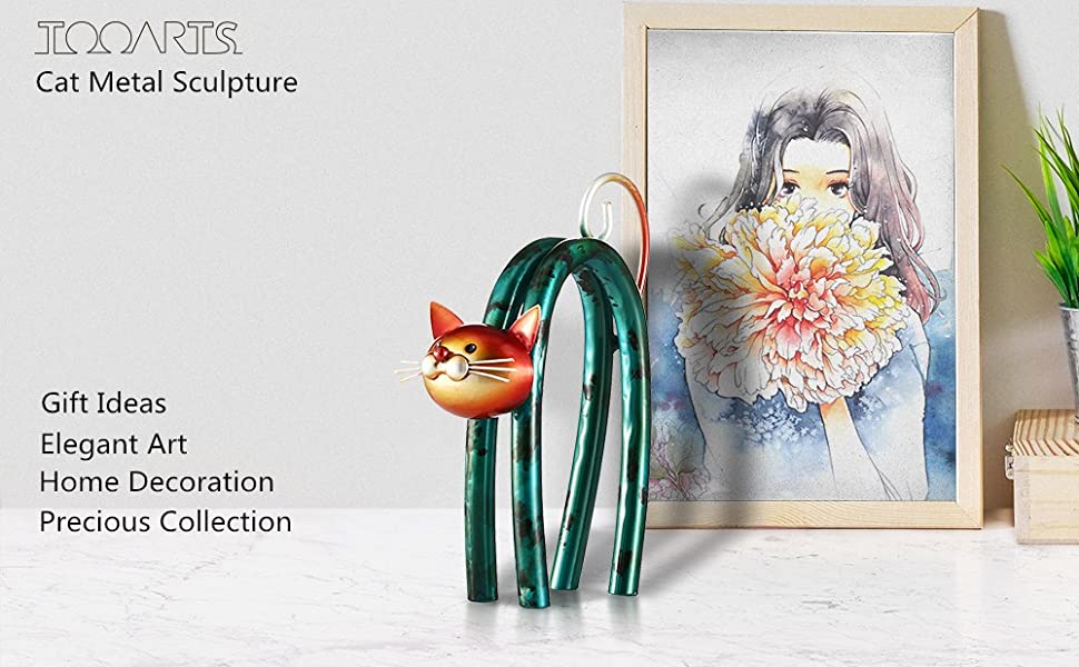 Spring Little Cat Metal Modern Sculpture