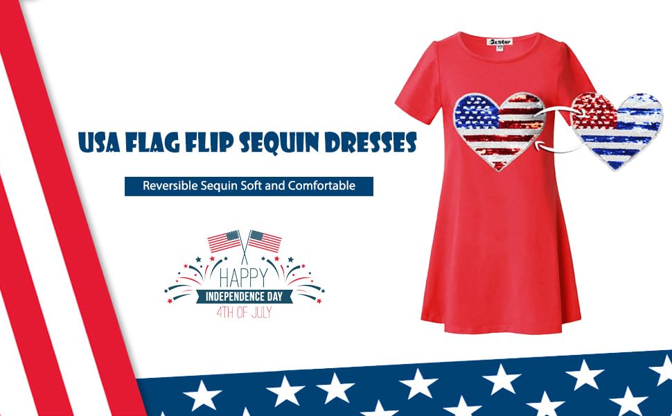  USA Flag Flip Sequin  Dresses
