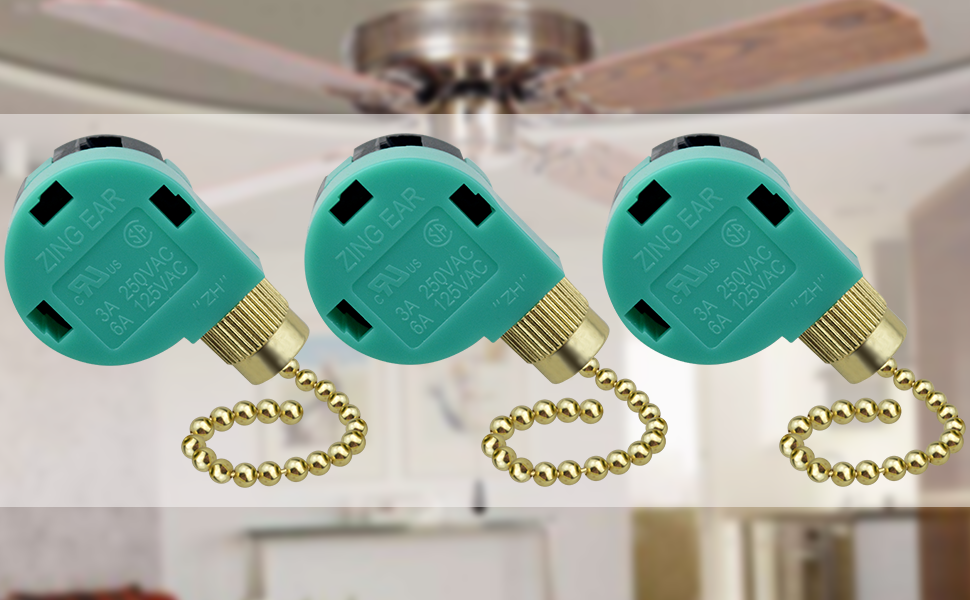 Topbuti 3 Pack Ceiling Fan Switch 3 Speed 4 Wire Zing Ear ZE268S6 Fan