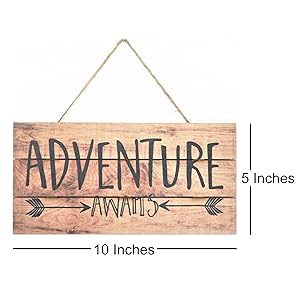 Adventure Awaits Wood Hanging Sign