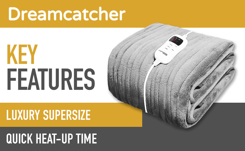 Dreamcatcher Luxurious Electric Heated Throw, Supersize 200 x 130cm