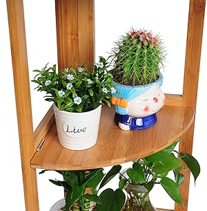 WOLTU Scaffale In Bambù Fioriera Mensola A 4 Ripiani Per Cucina Libreria Bamboo 14 Scaffale
