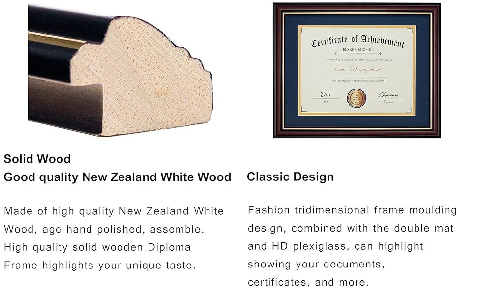 ELSKER&HOME Double Document/Photo Wood FrameMade for Certificates