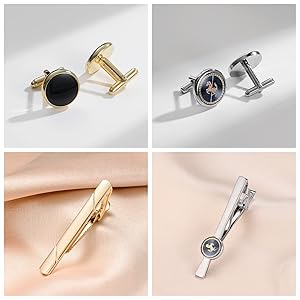 Amazon | [Rockyu] カフスボタン ネクタイピン セット ブランド