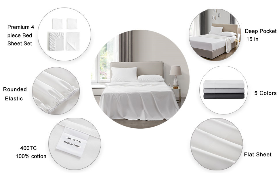 Topfinel 100 Pure Cotton Full Sheet Set Silky Touch