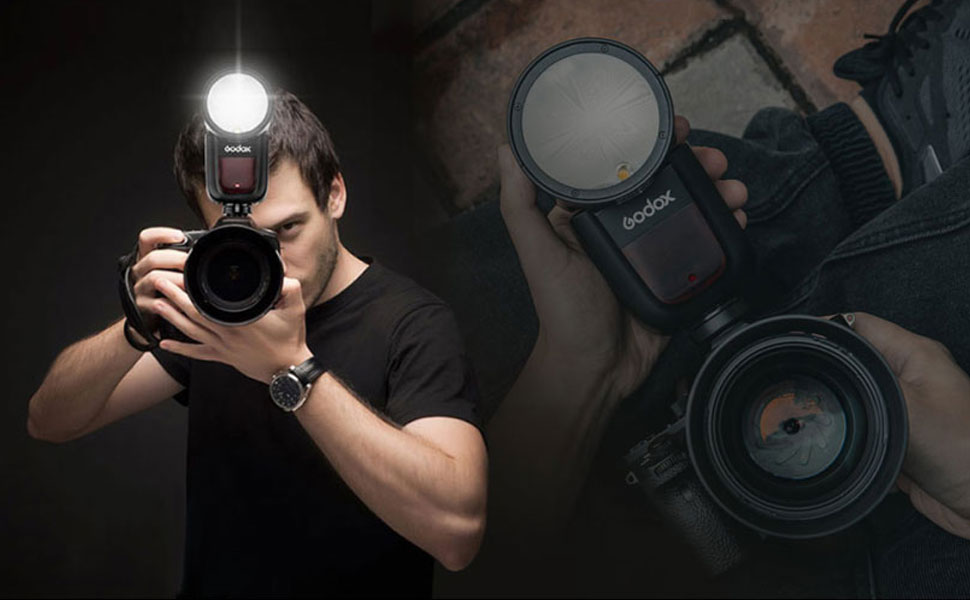 Godox V1N Flash for Nikon, 76Ws Round Head Camera Flash Speedlite, 2