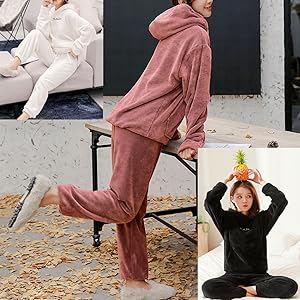 上下 セット パジャマ もこもこ ルームウェア レディース 裏起毛 パーカー フード 付き 部屋着 防寒 冬 暖かい あったかい セットアップ 上下セット スウェット スエット かわいい おしゃれ