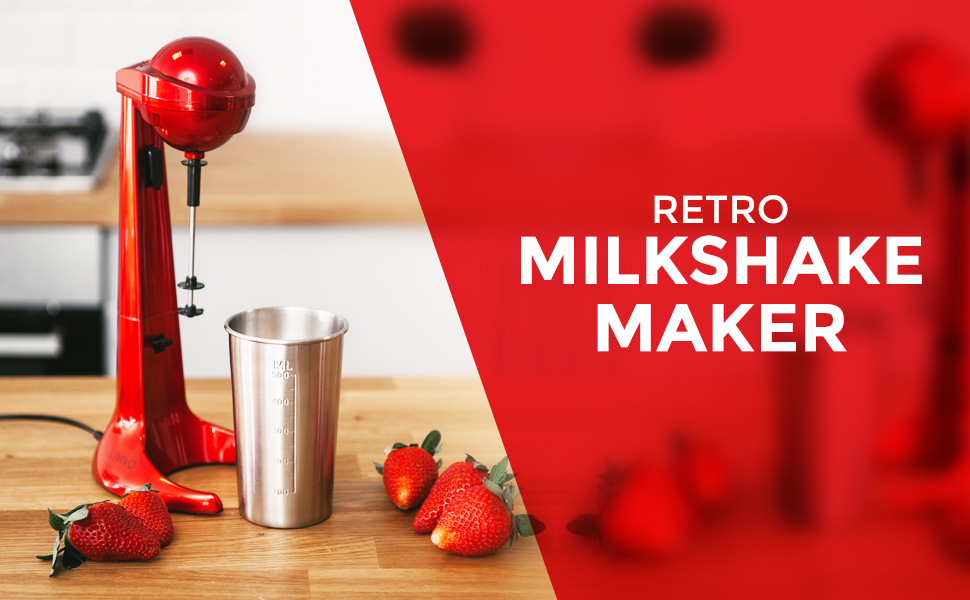LIVIVO New Model 100W Red Retro Milk Shake Milkshake Maker Machine with