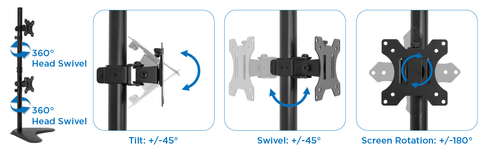 Mount-It! Soporte vertical para monitor dual | Soporte de monitor apilado  de 2 pantallas | Dos pantallas apilables de 24, 27, 29, 30, 32 pulgadas