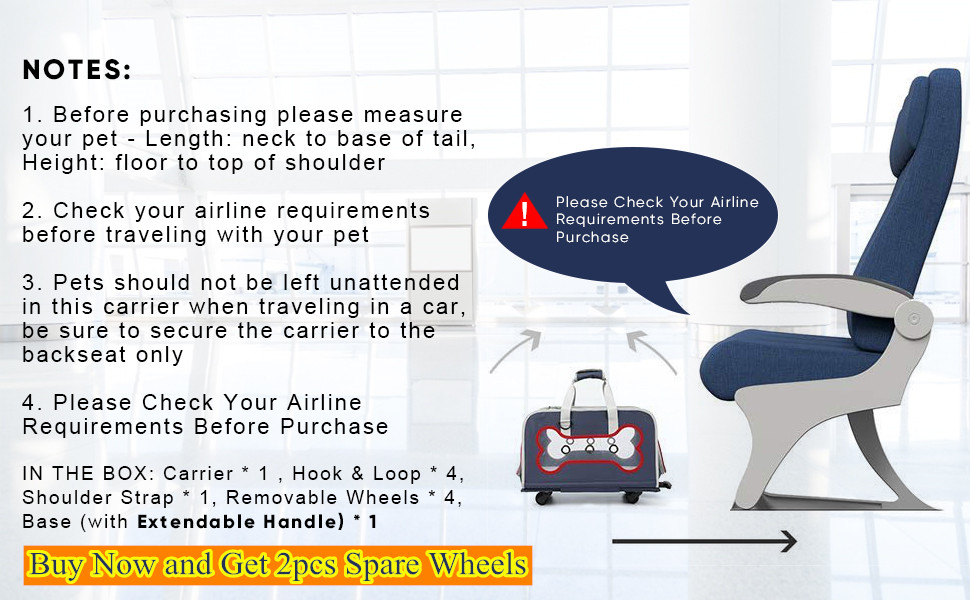 YOUTHINK PVC Bone Shape Rolling Pet Carrier, Detachable Wheeled Travel and Outdoor