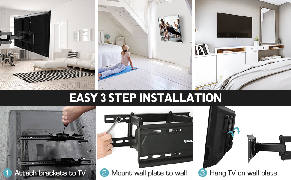 MOUNTUP TV Wall Mount Full Motion TV Wall Mount for 2655 Inch Flat
