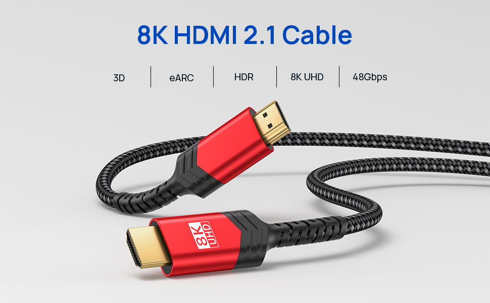 8K HDMI Cable 10FT, JSAUX 8K HDMI Cord (8K60Hz 7680x4320