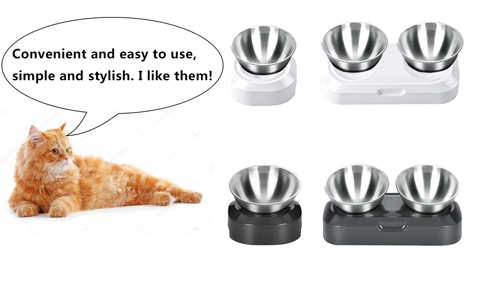 black white stainless steel cat bowl