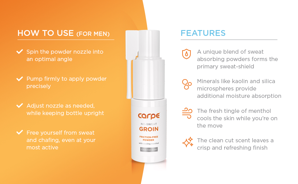 Carpe NoSweat Groin Powder with Cooling Menthol, 700