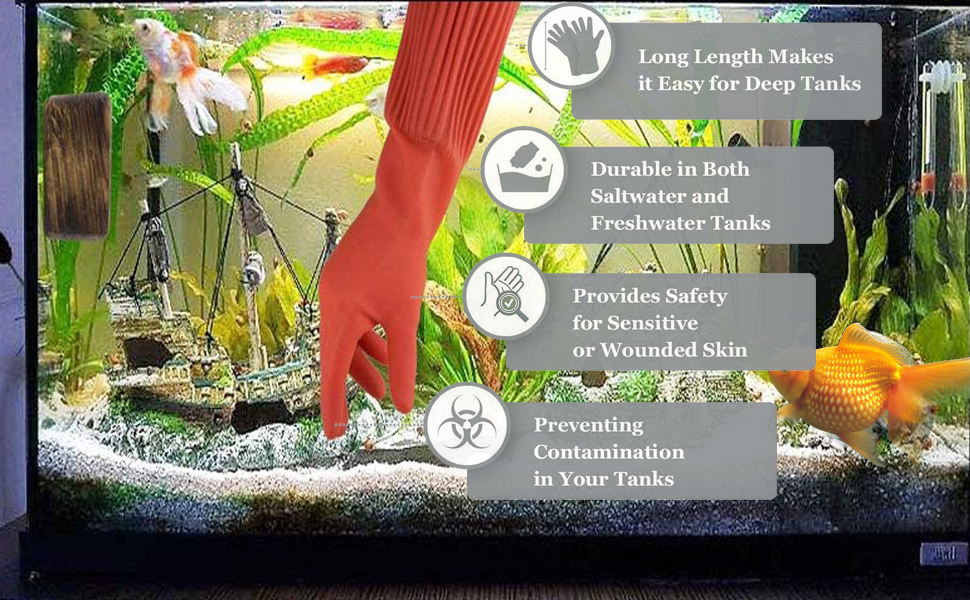 ASOCEA 22in Aquarium Gloves Extra Long Waterproof Resistant Gloves for