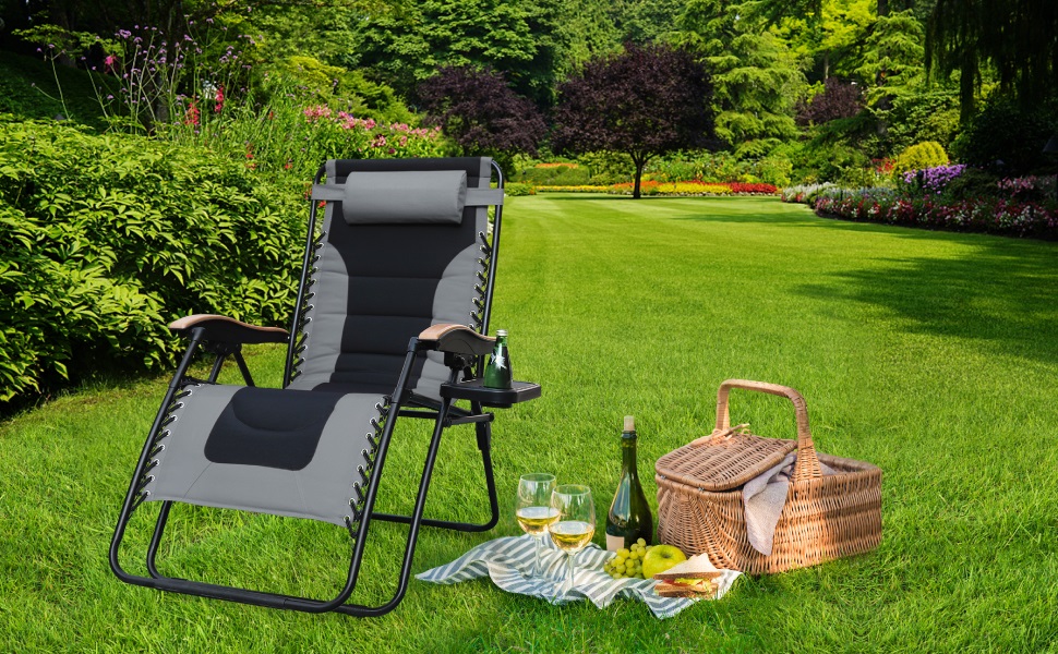 PHI VILLA XL Oversize Zero Gravity Chair Padded Recliner Oversize Lounge Chair with