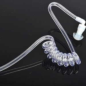 Retevis Adjustable Throat Mic Earpiece for Cell Phones, Earpiece with Mic 1 Pin 3.5mm, Covert Acoustic Tube Earpiece with PTT Back Clip(1 Pack) 19 Walkie Talkies Earpiece with Transparent Tube