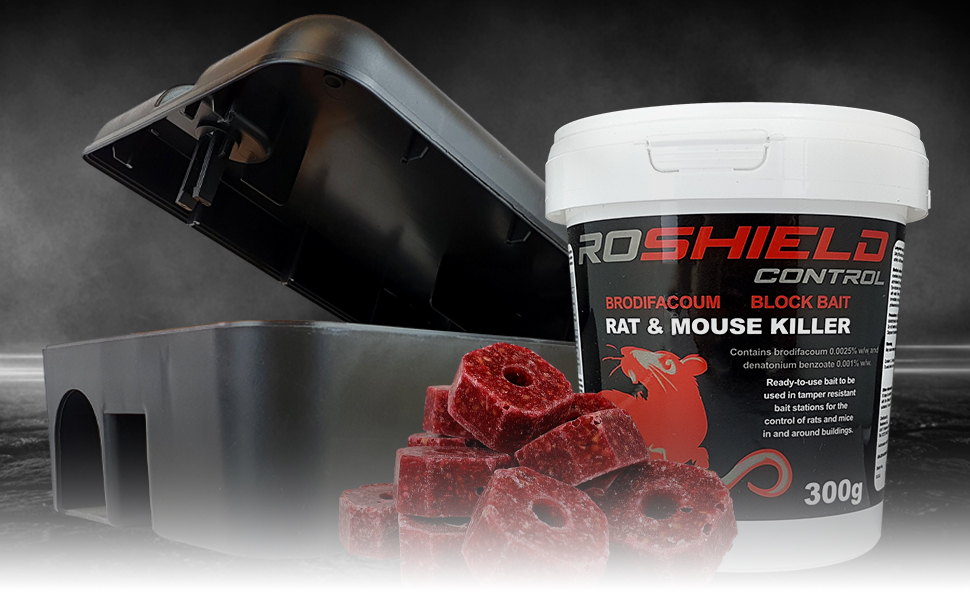 Roshield 300g Single Feed Rat Killer Blocks & 1 TamperResistant Rodent