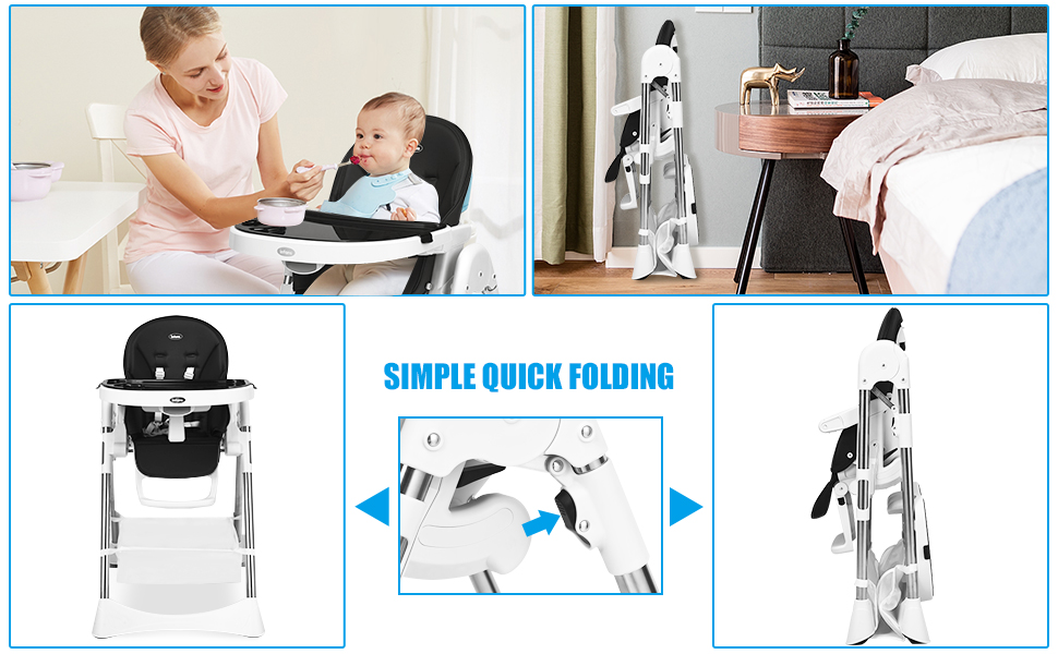high chair with basket underneath
