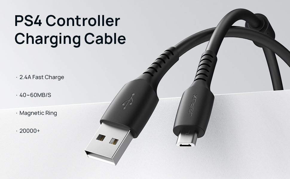 PS4 Controller Charger Cable 10FT, JSAUX Micro USB [Anti