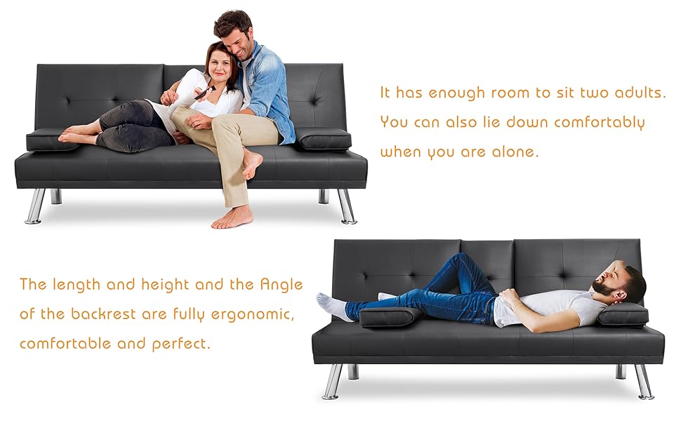 Amazon Com Walsunny Modern Faux Leather Couch Convertible Futon