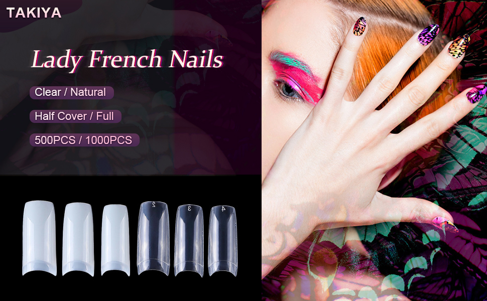 Lady French Nails Half Tips 