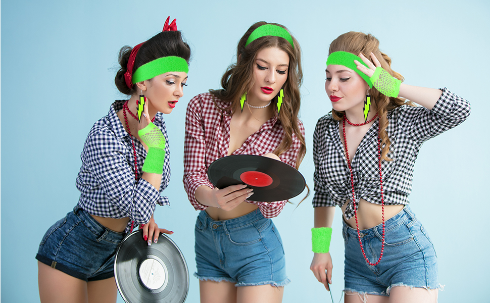 Bestomrogh Neon Leg Warmers and Gloves Set, 80s Fancy Dress