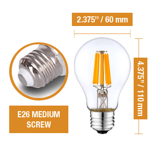 A19 dimensions screw size