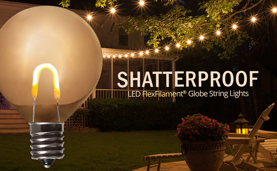 FlexFilament LED Edison Patio Lights Globe Lights Edison