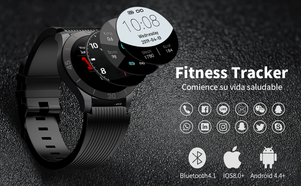 totobay Reloj Inteligente Hombre Mujer, Smartwatch Android ...