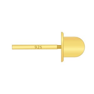 14k Yellow Gold Plated Fine Silver 925 Ball Backing